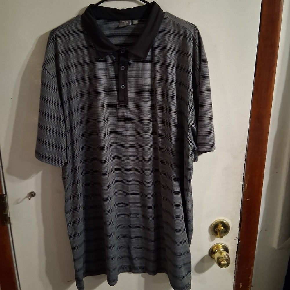 PING Sensorcool Golf Polo Shirt XXL 2x EUC Black Gray Striped